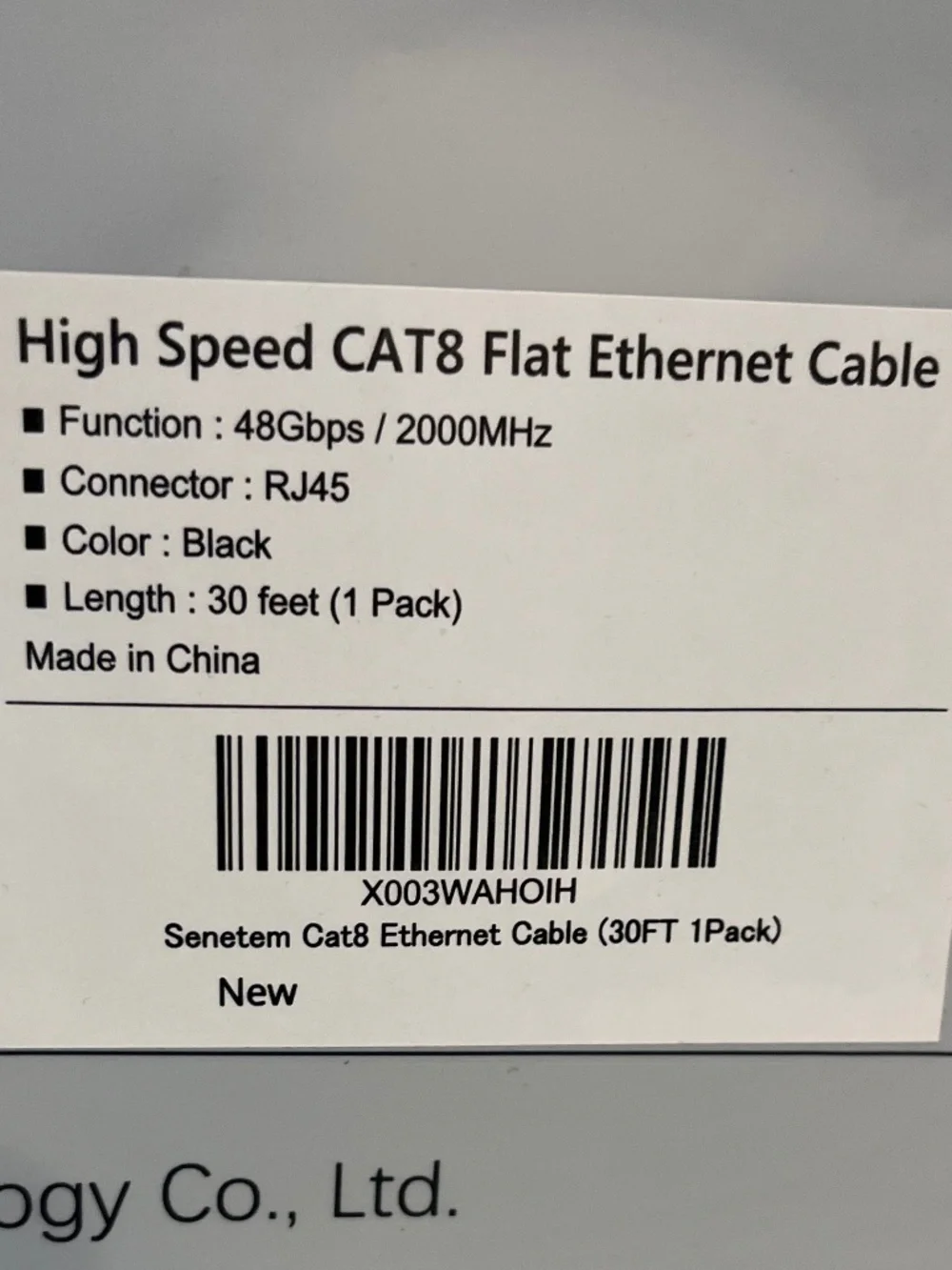 High Speed CAT8 Flat Ethernet Cable 40Gbps 2000MHz RJ45 LAN Network Cable 30ft